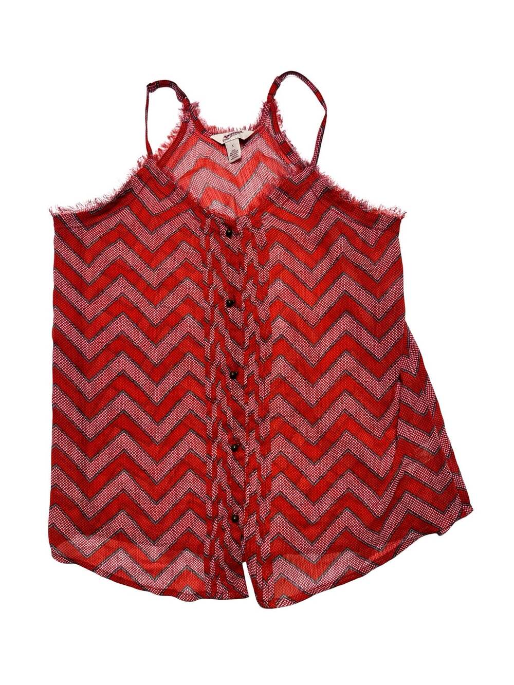 Arizona Jean Co. Red Chevron Fringed Tank Top Small